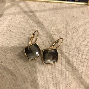 Smokey quartz and gold tone earrings